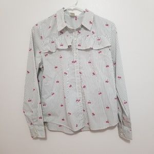 Forever 21 Stripped Long Sleeve Shirt with Button